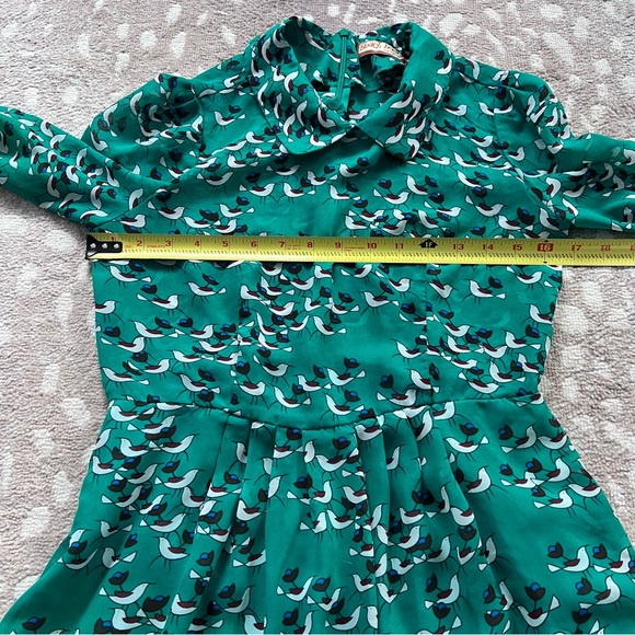 Beach Bash by Art and Tatyana M green bird dress sheer top retro - Picture 4 of 6